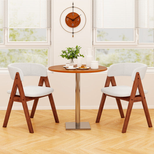 Wooden Dining Chair Set of 2 Mid-Century Modern Sherpa Upholstered Kitchen Dining Room Chairs-Black