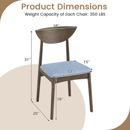 Wooden Dining Chair Set of 2 with Rubber Wood Leg-Brown