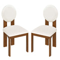 Sherpa Dining Chairs Set of 2 with Rubber Wood Legs for Living Room Restaurant-White
