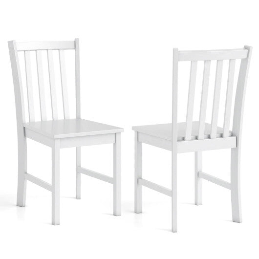 Rustic Dining Chairs Set of 2 Wooden Kitchen Chairs with Slat Tilt Backrest-black