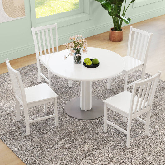 Rustic Dining Chairs Set of 2 Wooden Kitchen Chairs with Slat Tilt Backrest-black