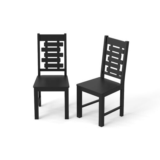 Wooden Dining Chair Set of 2 Solid Rubber Wood Kitchen Chairs-White