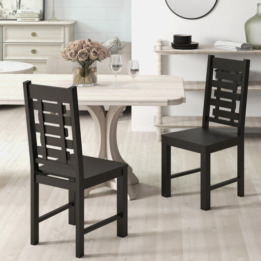 Wooden Dining Chair Set of 2 Solid Rubber Wood Kitchen Chairs-White
