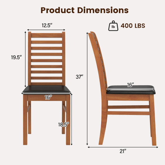 Set of 2 Wooden Dining Chair with Rubber Wood Legs for Living Room-White