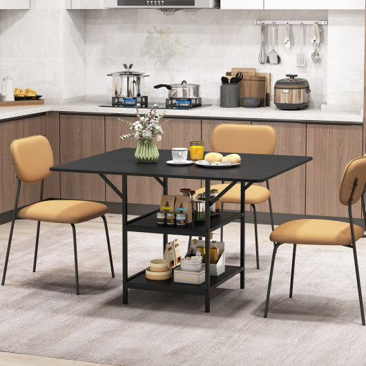 47 Inch Rectangular Dining Table with 2 Open Storage Shelves and Sturdy Metal Legs for 4-6-Rustic Brown