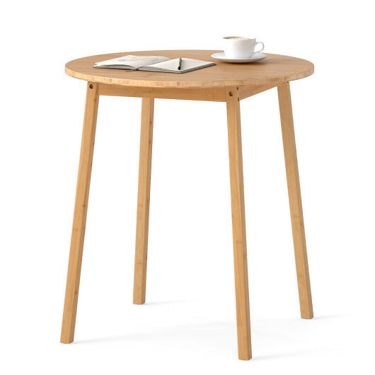 27.5 Inch Round Bamboo Dining Table for 2-4 Person-Natural