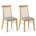 Dining Chairs Set of 2 Fabric Upholstered Kitchen Armless Chairs with Rubber Wood Frame-Natural