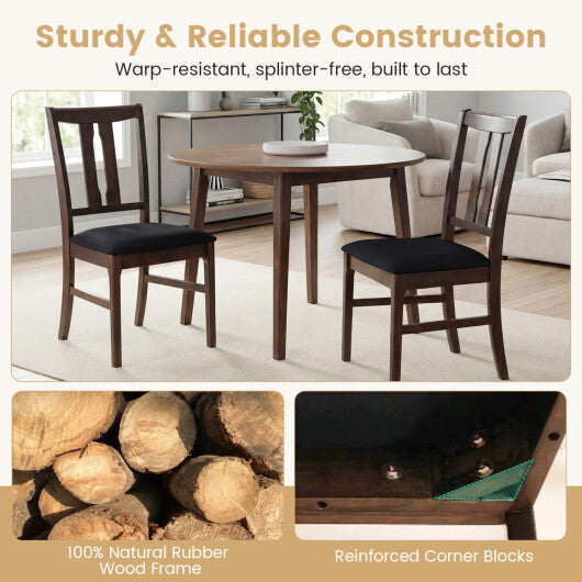 Set of 2 Wooden Upholstered Dining Chairs with High Curved Back-Walnut