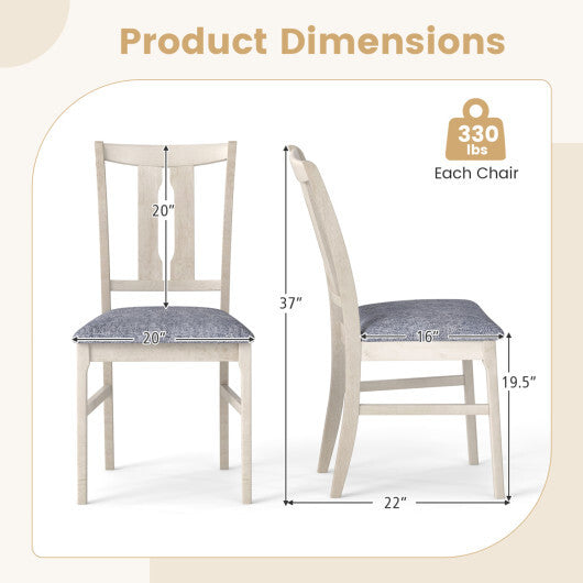 Set of 2 Wooden Upholstered Dining Chairs with High Curved Back-Walnut