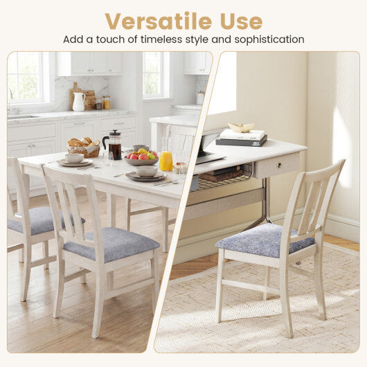 Set of 2 Wooden Upholstered Dining Chairs with High Curved Back-Walnut