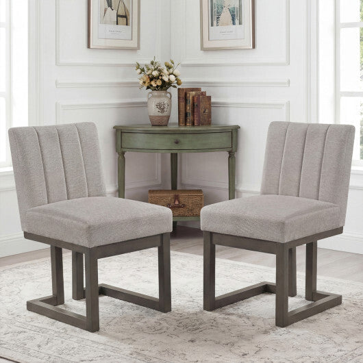 Modern Farmhouse Fabric Dining Chairs Set of 2 with 5.5" Thickened Padded Seat-Walnut