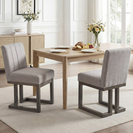 Modern Farmhouse Fabric Dining Chairs Set of 2 with 5.5" Thickened Padded Seat-Walnut