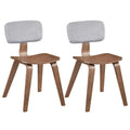 Set of 2 Rubber Wood Dining Room Chairs with Teddy Velvet Padded Backrest-Walnut