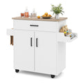 Kitchen Island Cart Rolling Kitchen Storage Island with Drawer-White