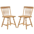 Windsor Dining Chairs Set of 2 with Curved Spindle Back-Natural