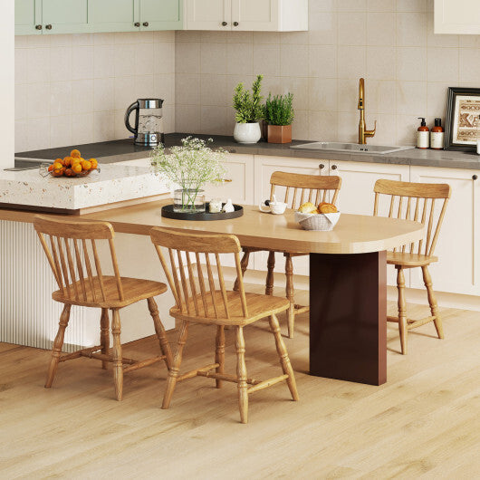 Windsor Dining Chairs Set of 2 with Curved Spindle Back-Natural