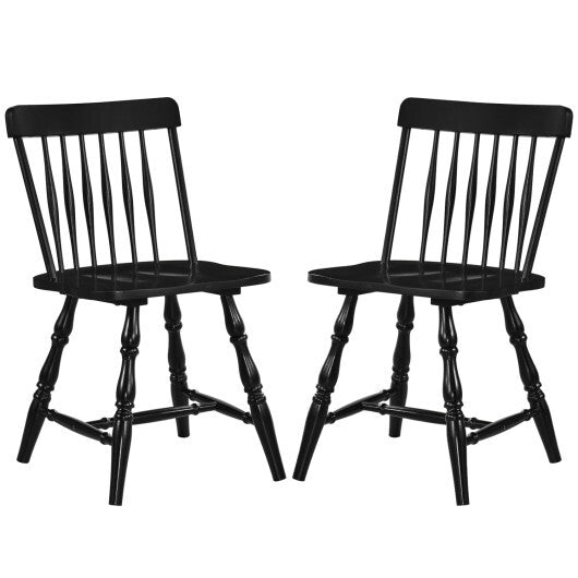 Windsor Dining Chairs Set of 2 with Curved Spindle Back-Natural