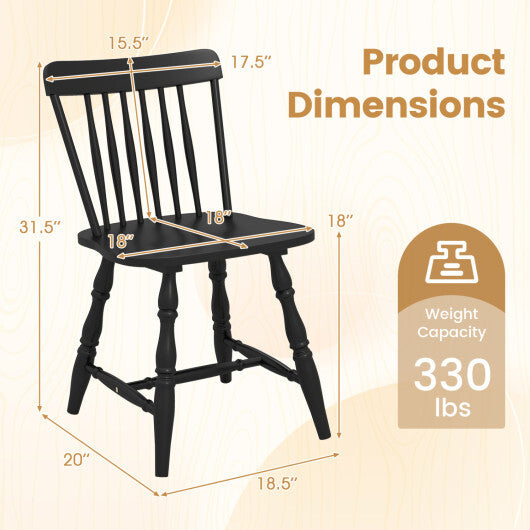 Windsor Dining Chairs Set of 2 with Curved Spindle Back-Natural