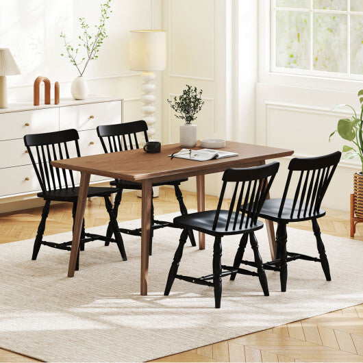 Windsor Dining Chairs Set of 2 with Curved Spindle Back-Natural