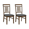 Rubber Wood Dining Chairs Set of 2 with Lattice Back-Brown