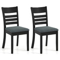 Wooden Dining Chairs Set of 2 Upholstered Kitchen Chairs with Rubber Wood Frame-Black