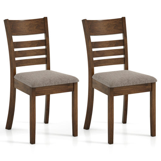 Wooden Dining Chairs Set of 2 Upholstered Kitchen Chairs with Rubber Wood Frame-Black