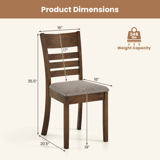 Wooden Dining Chairs Set of 2 Upholstered Kitchen Chairs with Rubber Wood Frame-Black
