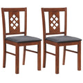 Linen Style Upholstered Kitchen Chairs with Wood Frames Set of 2-Cherry