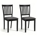 Set of 2 Wooden Dining Chairs Upholstered Kitchen Chairs with Rubber Wood Frame-Black