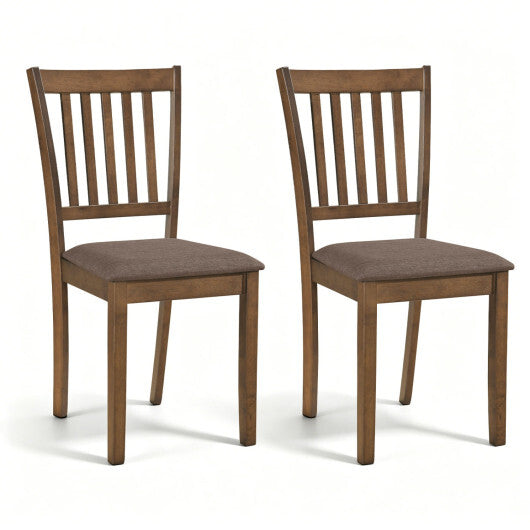 Set of 2 Wooden Dining Chairs Upholstered Kitchen Chairs with Rubber Wood Frame-Black