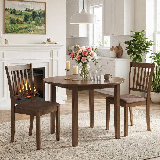 Set of 2 Wooden Dining Chairs Upholstered Kitchen Chairs with Rubber Wood Frame-Black