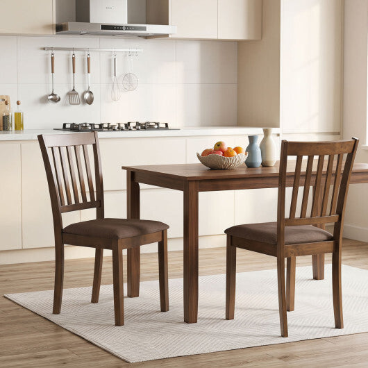 Set of 2 Wooden Dining Chairs Upholstered Kitchen Chairs with Rubber Wood Frame-Black
