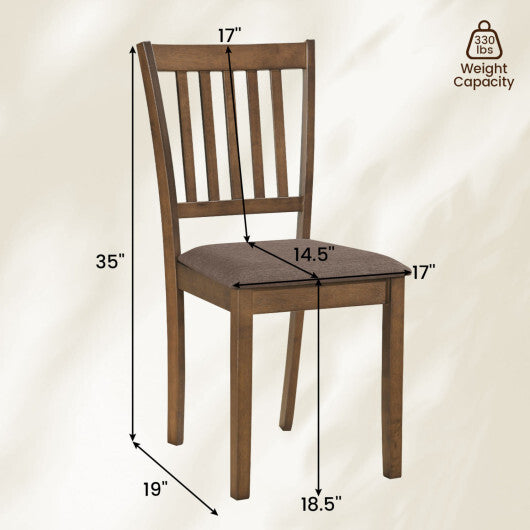Set of 2 Wooden Dining Chairs Upholstered Kitchen Chairs with Rubber Wood Frame-Black