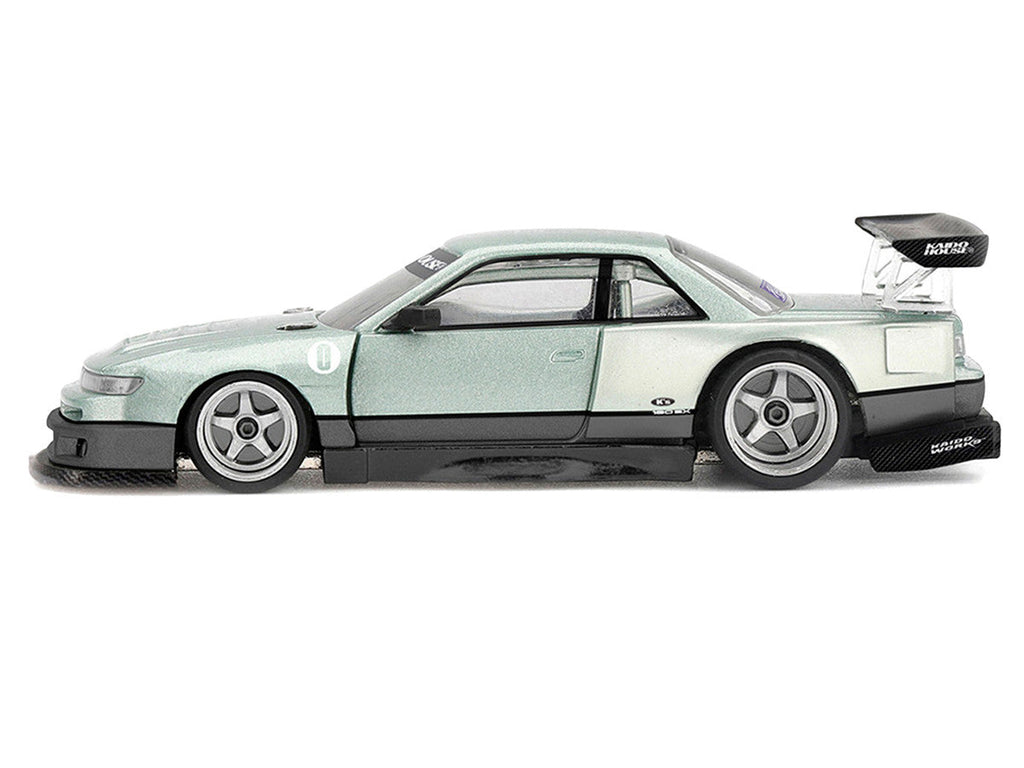 Nissan Silvia S13-R "Kaido Works V1" RHD (Designed by Jun Imai) Light Green Metallic "Kaido House" Special 1/64 Diecast Model Car by Mini GT