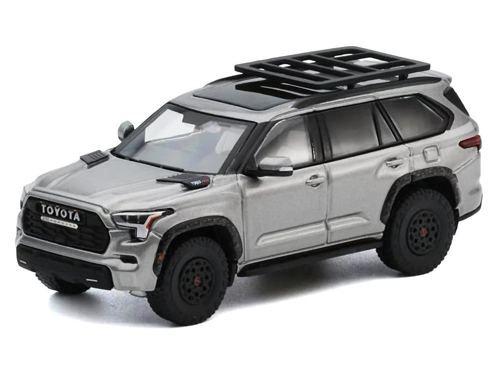 Toyota Sequoia TRD PRO Silver Metallic with Roof Rack 1/64 Diecast Model Car by GCD