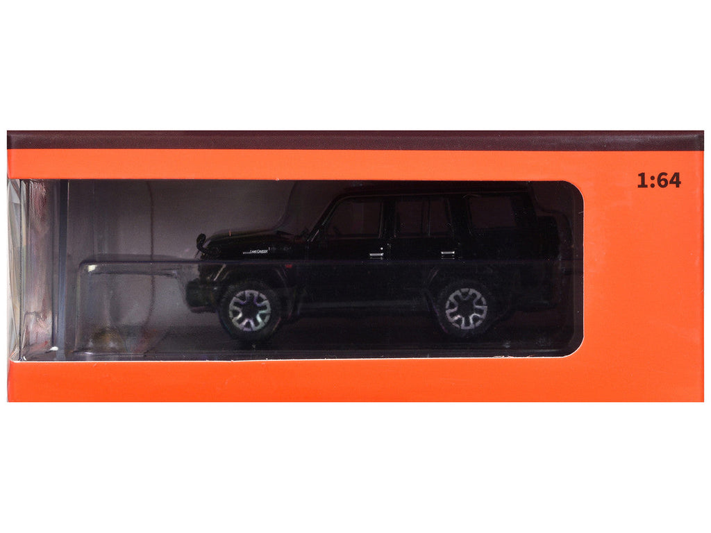 Toyota Land Cruiser (J76) RHD (Right Hand Drive) Black 1/64 Diecast Model Car by GCD