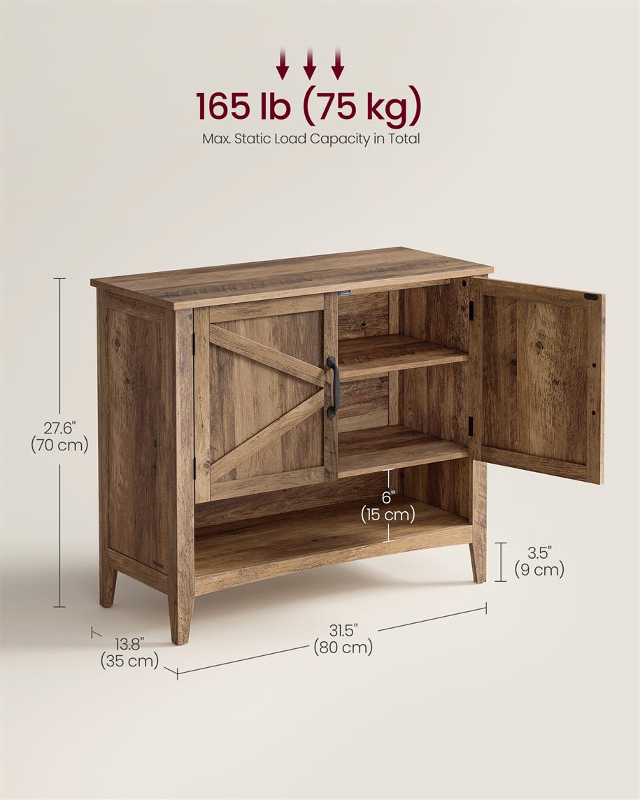 3-Tier Shoe Cabinet with Height-Adjustable Shelf