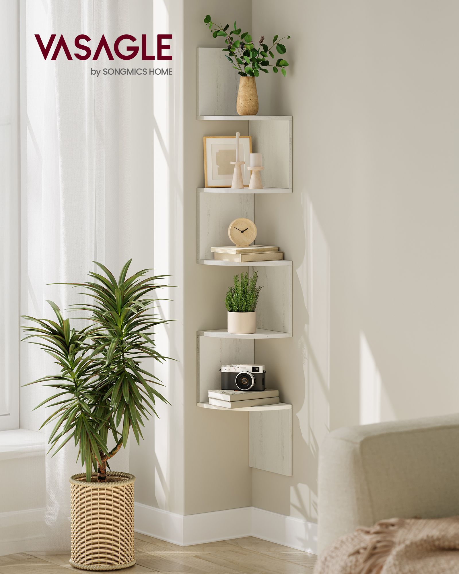 5-Tier Corner Shelf Wall Mount