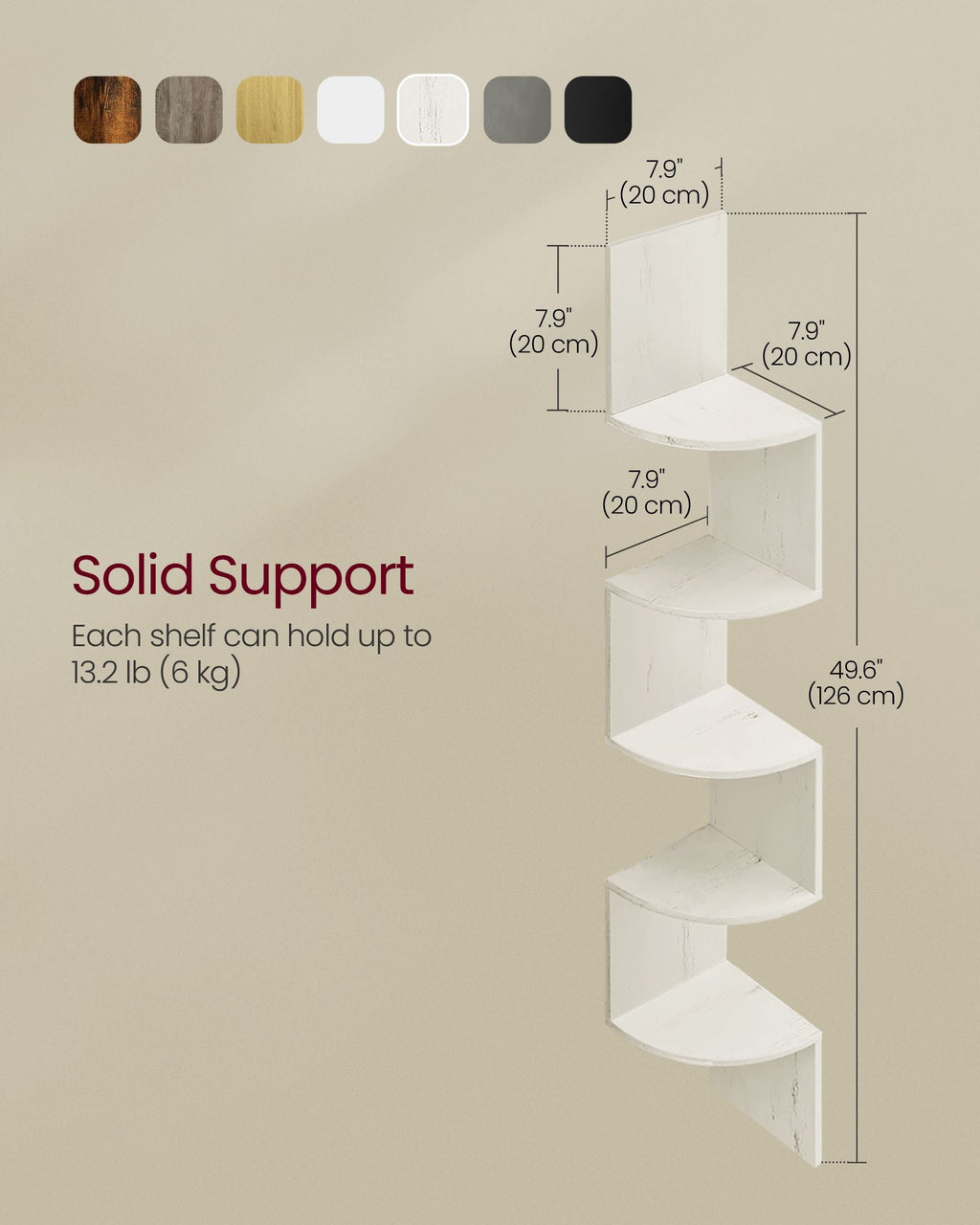 5-Tier Corner Shelf Wall Mount