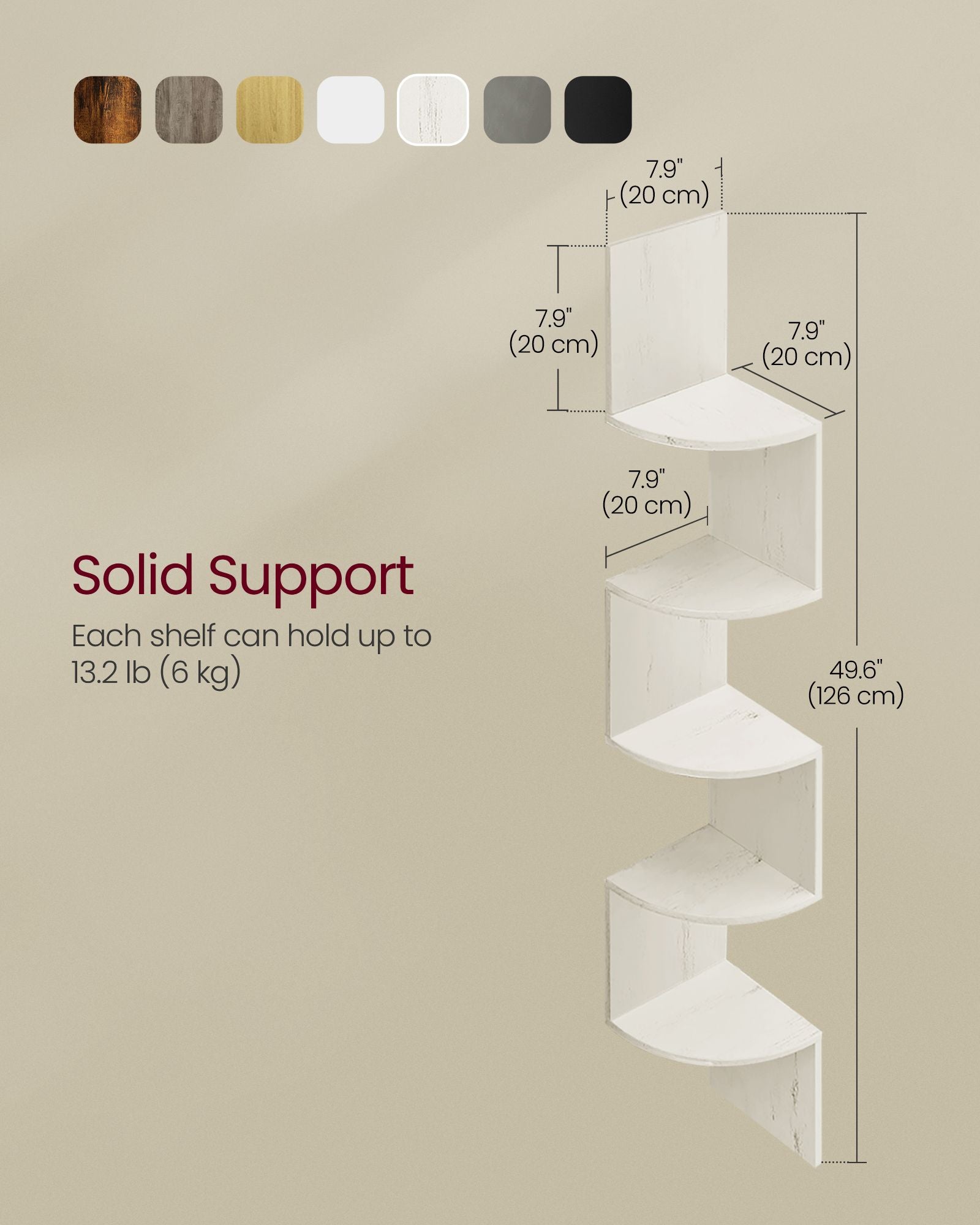 5-Tier Corner Shelf Wall Mount