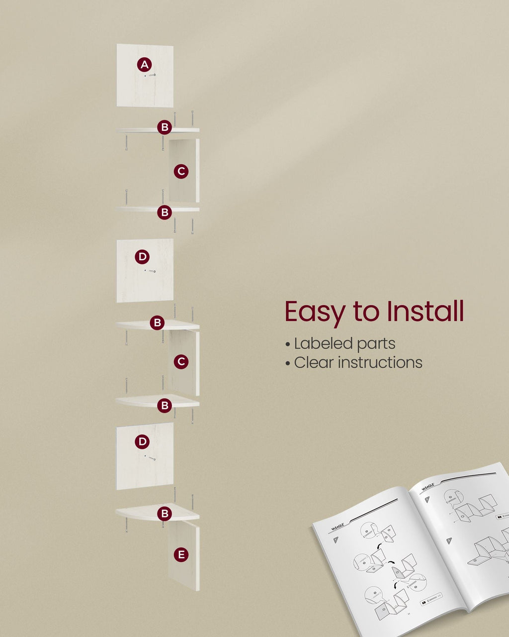 5-Tier Corner Shelf Wall Mount