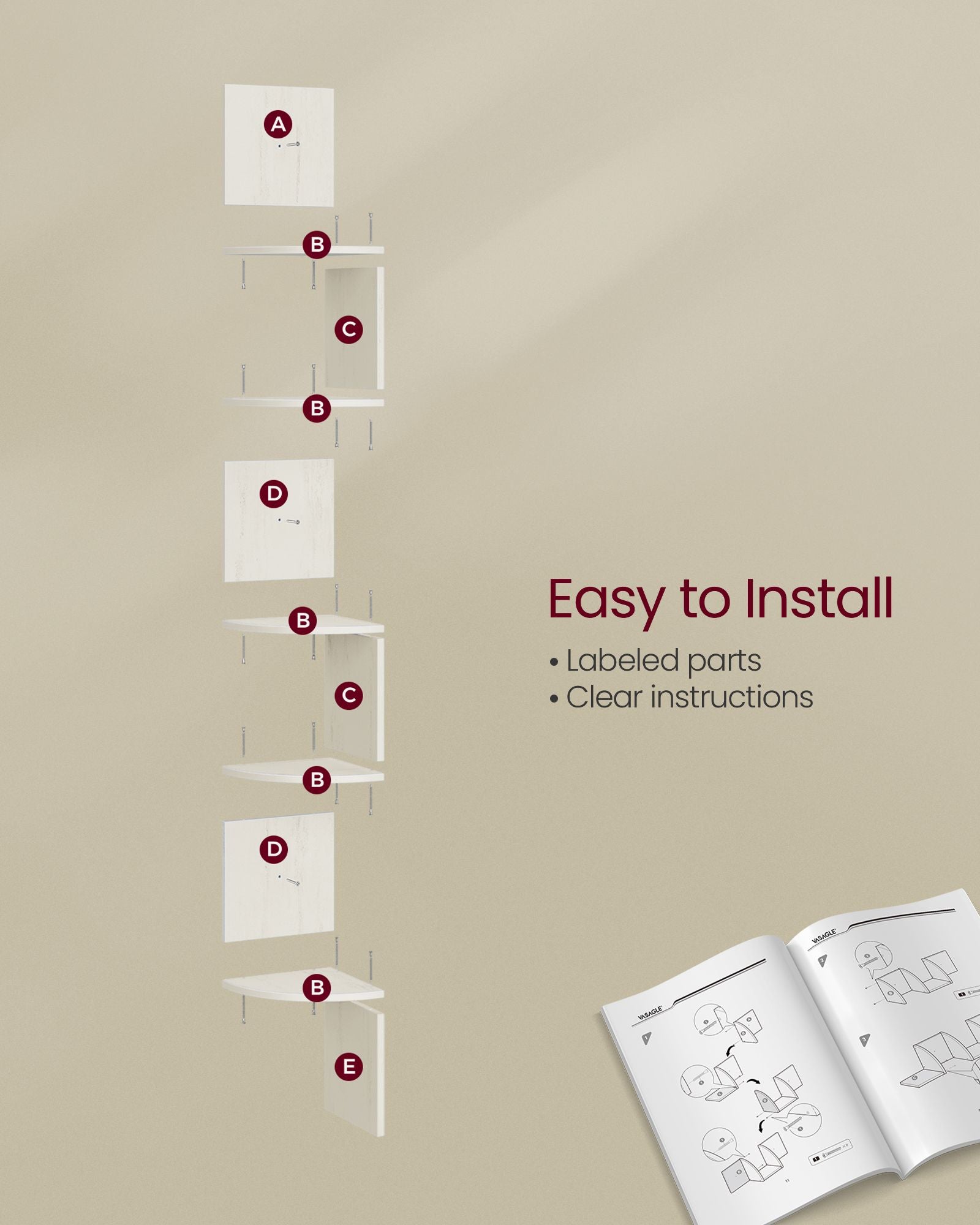 5-Tier Corner Shelf Wall Mount