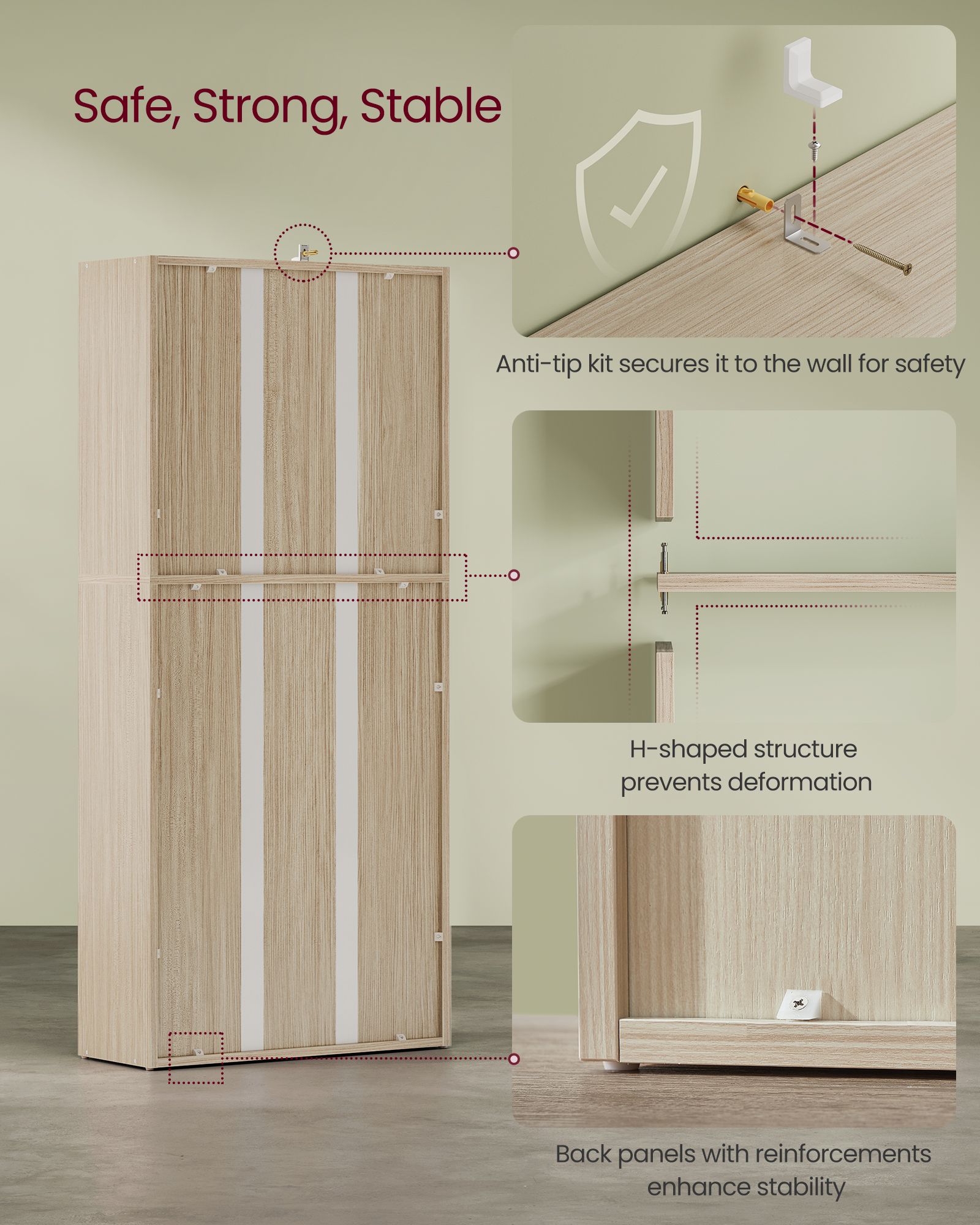 Custos Collection - Bookshelf, 5-Tier Bookcase, Book Shelf, Open Storage Shelf, 9.4 x 23.6 x 52.8 Inches, for Living Room, Home Office, Dinning Room, Natural Beige