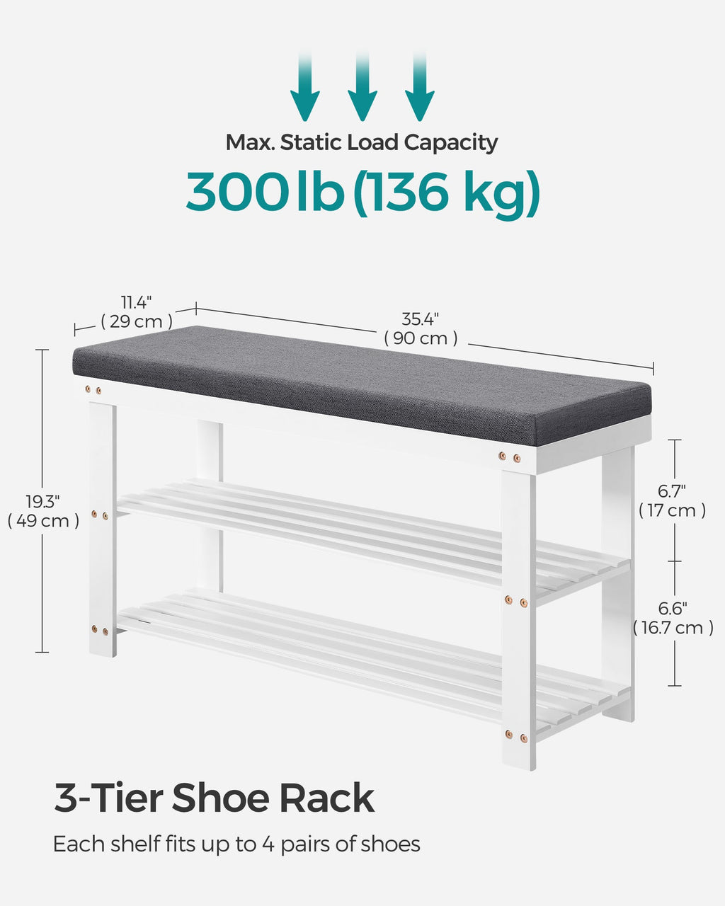 3 Tier Bamboo Shoe Bench