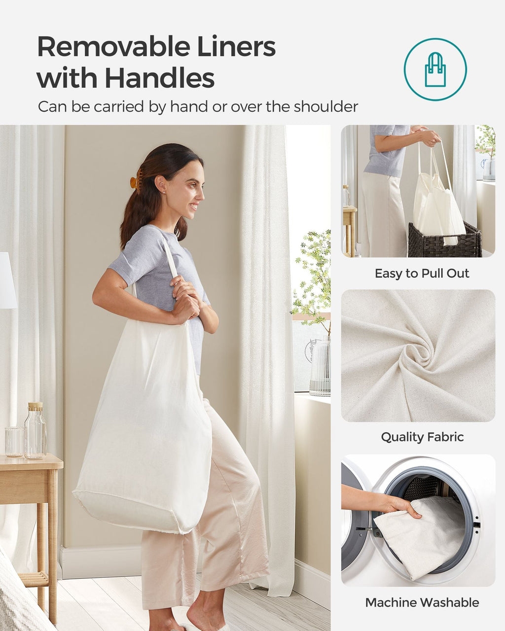 130L Clothes Hamper with Liner Bags
