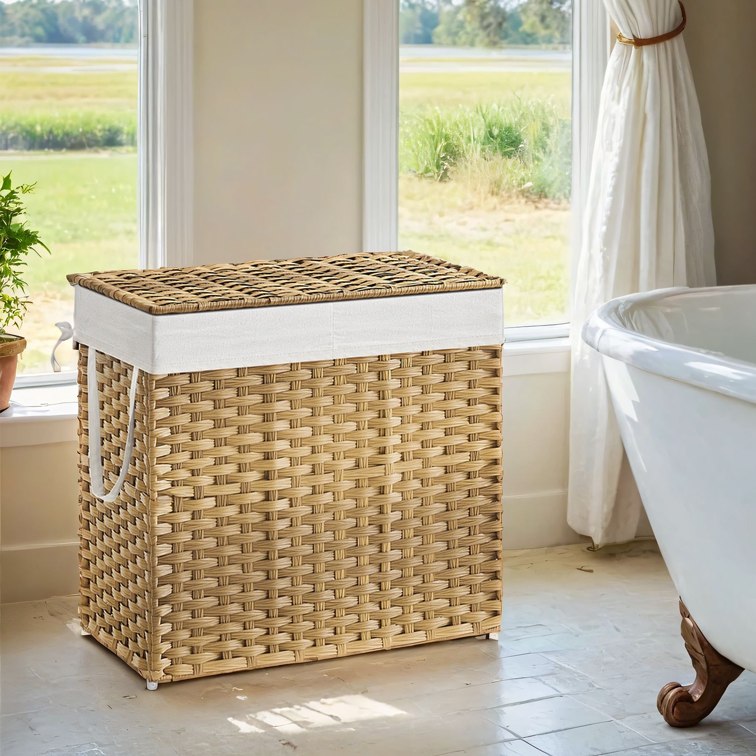 130L Clothes Hamper with 2 Removable Liner Bags