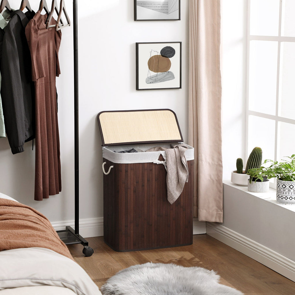 2-Section Laundry Hamper with Lid