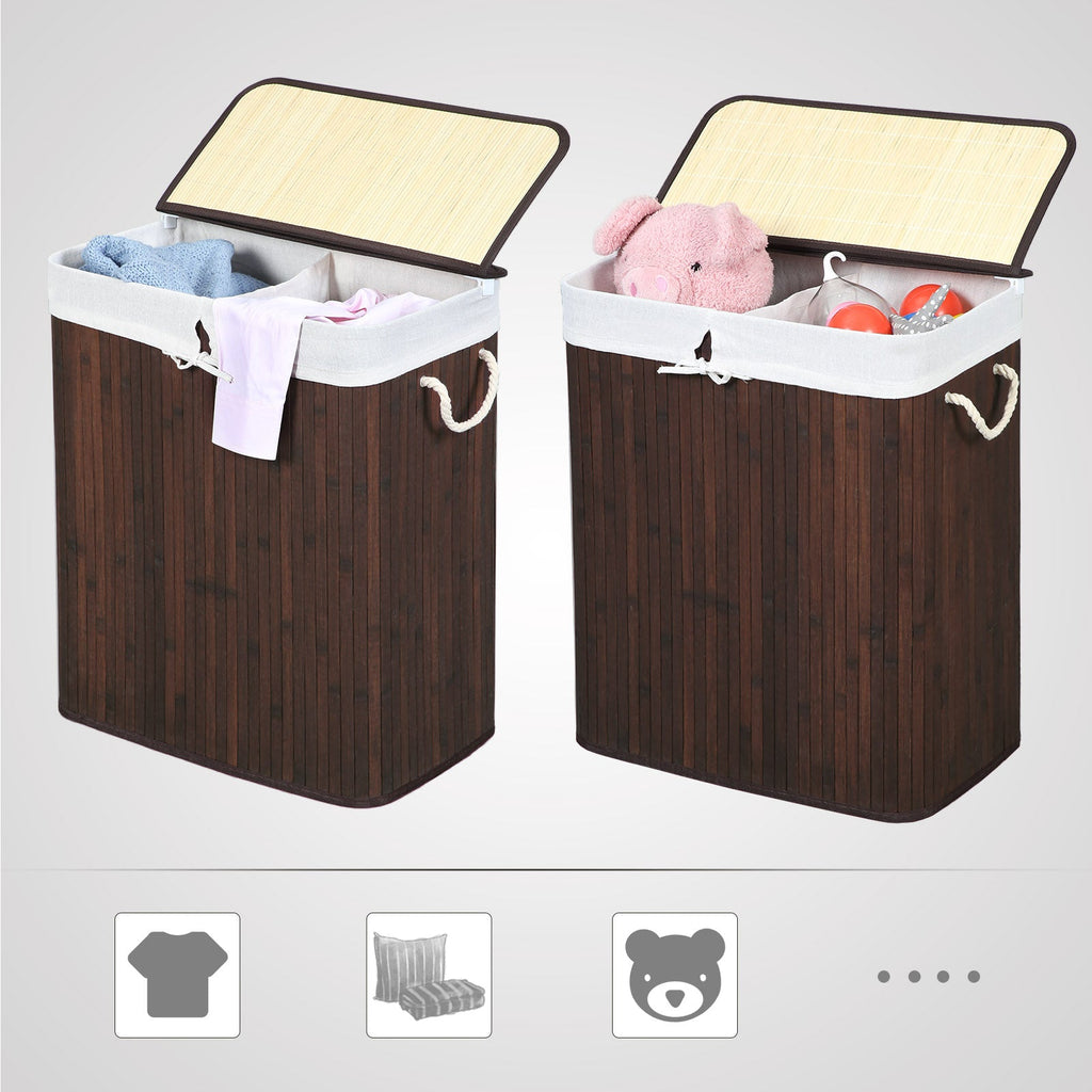 2-Section Laundry Hamper with Lid