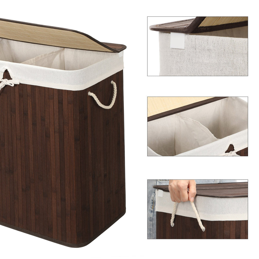2-Section Laundry Hamper with Lid