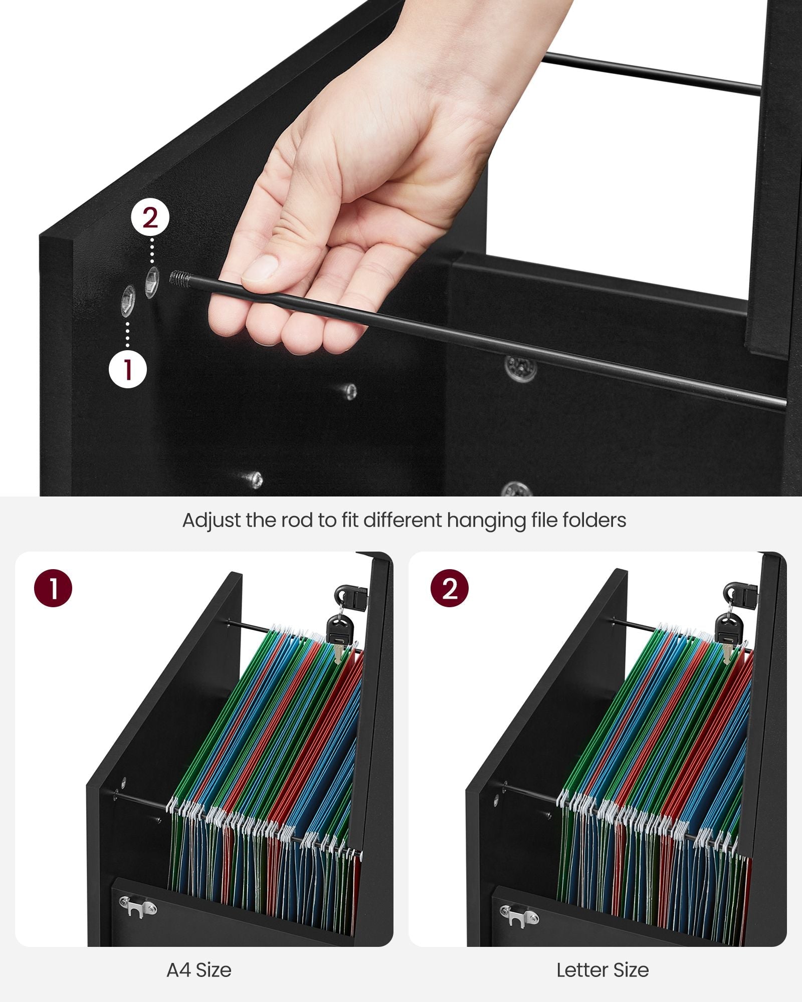 2-Drawer File Cabinet, Locking Filing Cabinet, Black